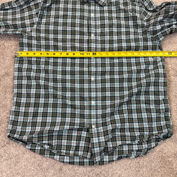 J.McLaughlin Mens L Plaid Button Down Shirt Blue Black Red Cotton Casual Preppy - Picture 7 of 9